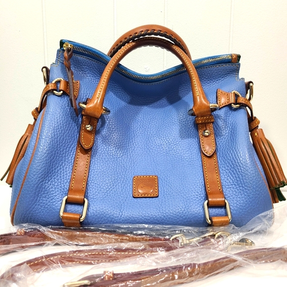 Dooney & Bourke Handbags - Dooney & Bourke Florentine Small Two Tone Colorblock Leather Satchel Pebbled